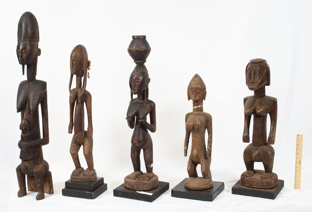 5 CARVED AFRICAN BAMBARA FIGURES  145e1c