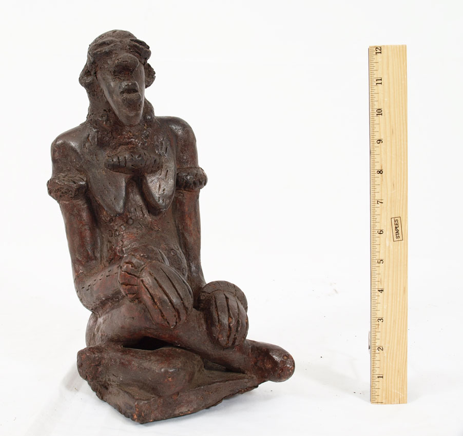 CARVED AFRICAN STONE POTTERY FIGURINE: