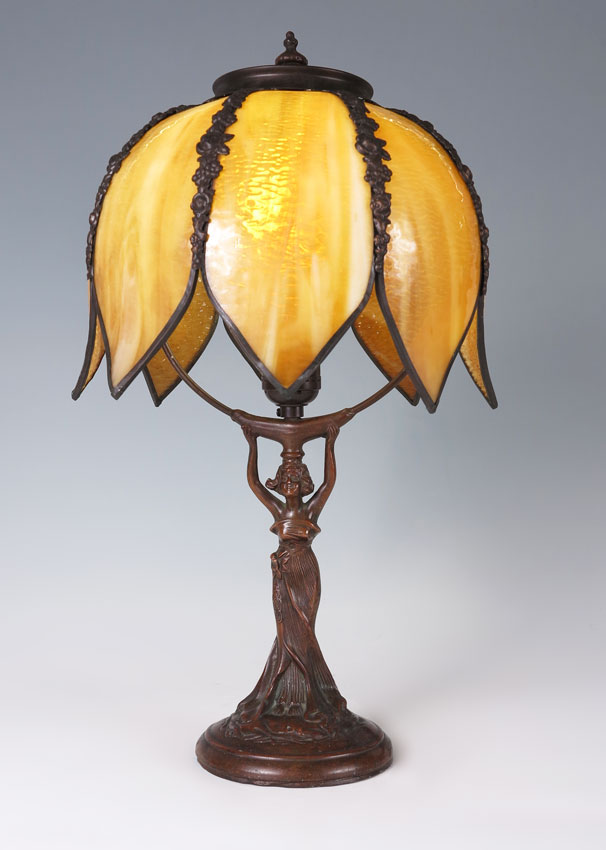 ART NOUVEAU FIGURAL LAMP Bronzed 145e2e