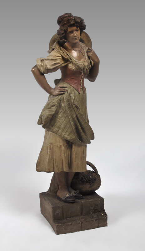 LARGE GOLDSCHEIDER POLYCHROMED STATUE: