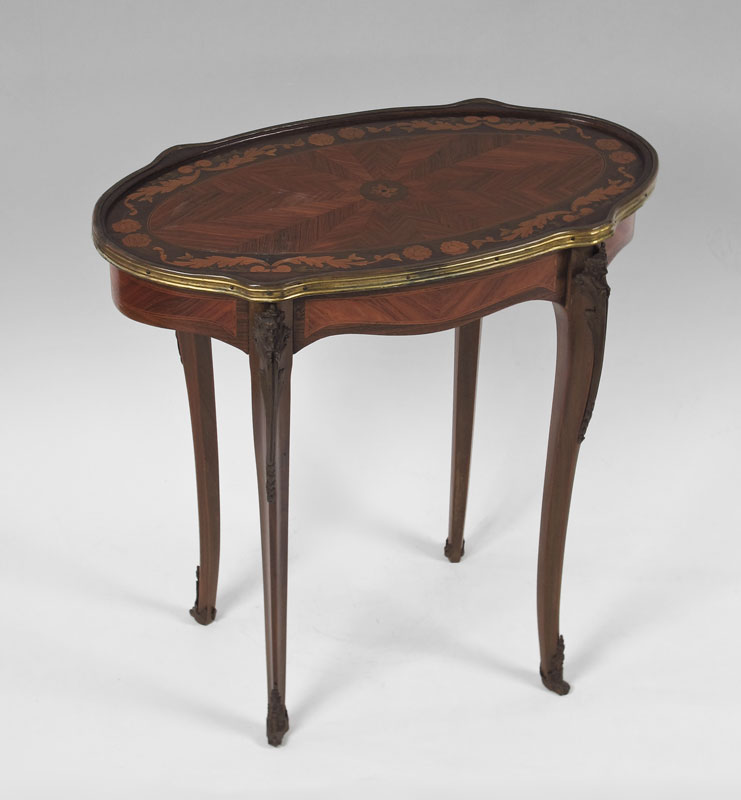 OVAL TOP FRENCH INLAID TABLE: Top