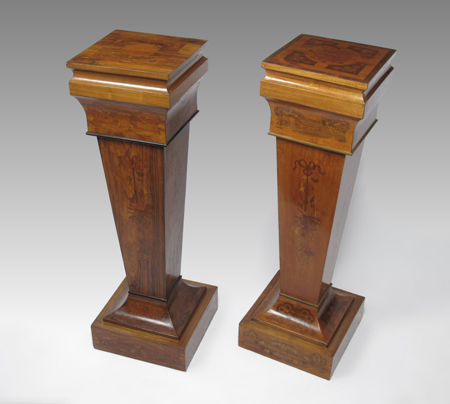 PAIR ITALIAN MARQUETRY INLAID WOODEN