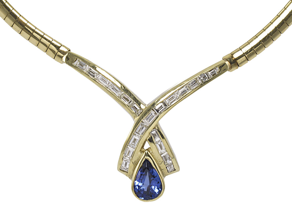 2 3 Ct TANZANITE AND DIAMOND NECKLACE  145ef6