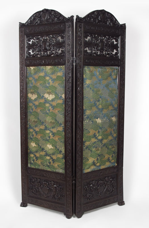 LATE 19TH CENTURY CARVED 2 PANEL 145f0c