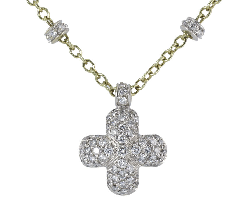 DIAMOND PUFFY CROSS NECKLACE WITH 145f2a