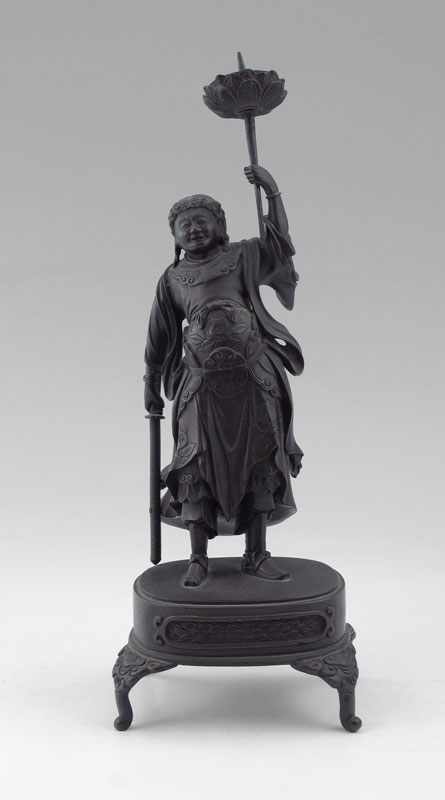 SIGNED ORIENTAL BRONZE WARRIOR 145f3a