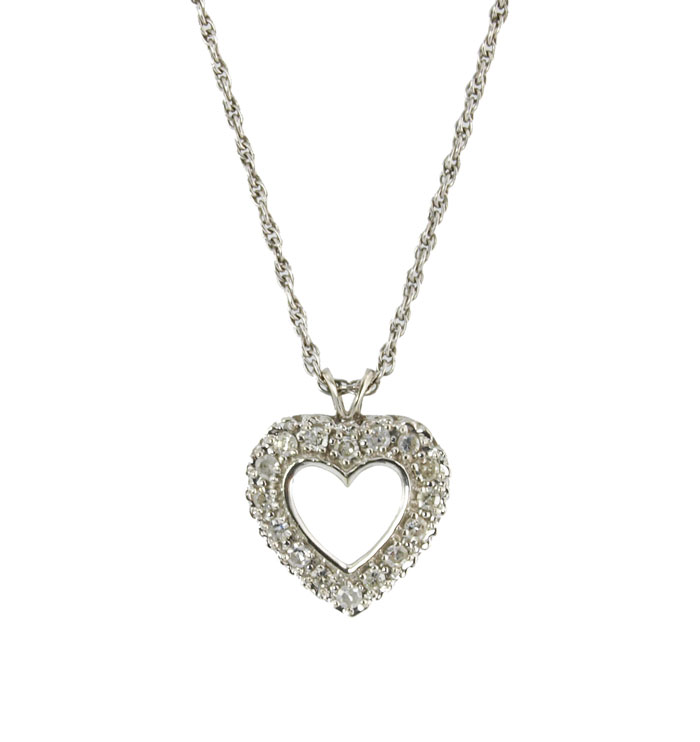 14K DIAMOND HEART PENDANT: 14K