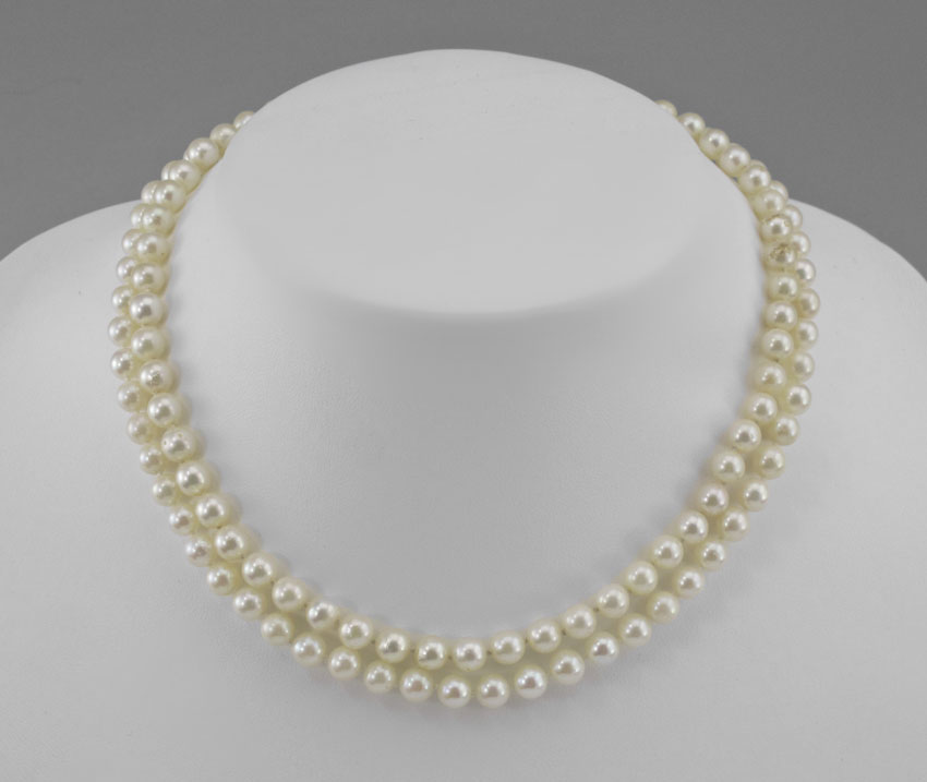 DOUBLE STRAND CULTURED PEARL NECKLACE  145f79