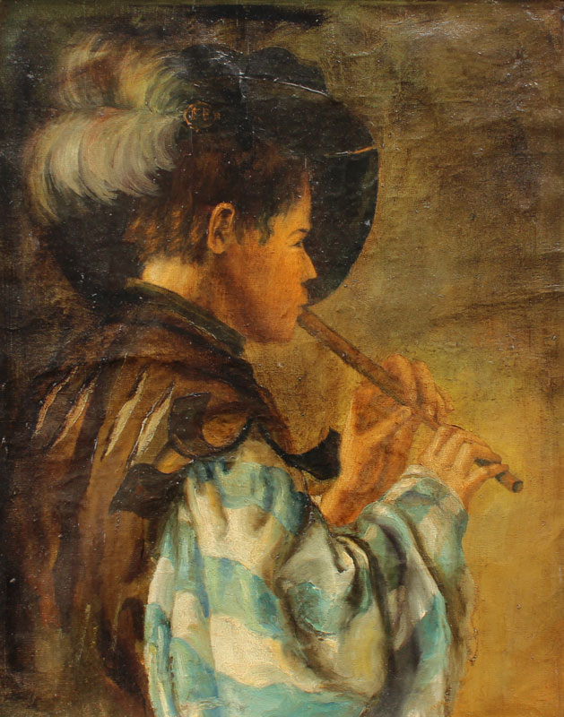 YOUNG FLUTE PLAYER WEARING A PLUMED