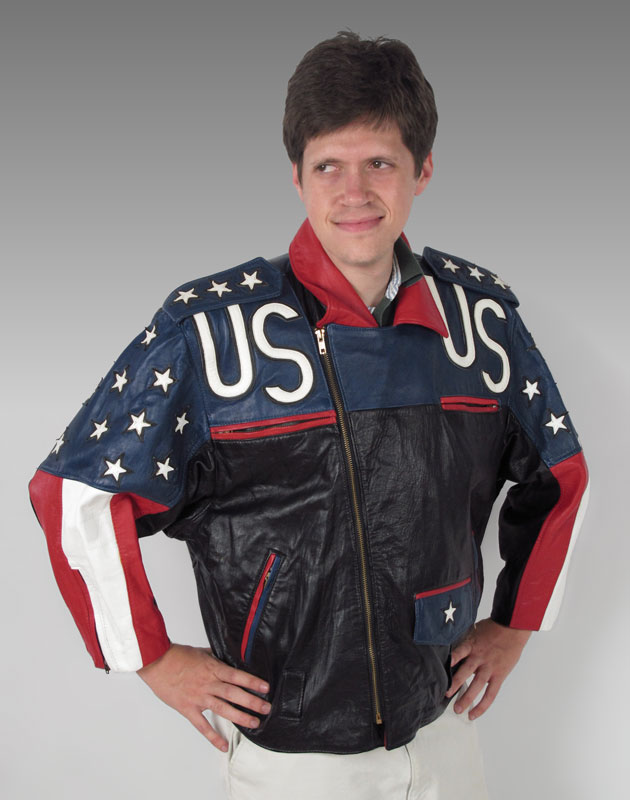 MAZIAR PATRIOTIC FREEDOM LEATHER JACKET: