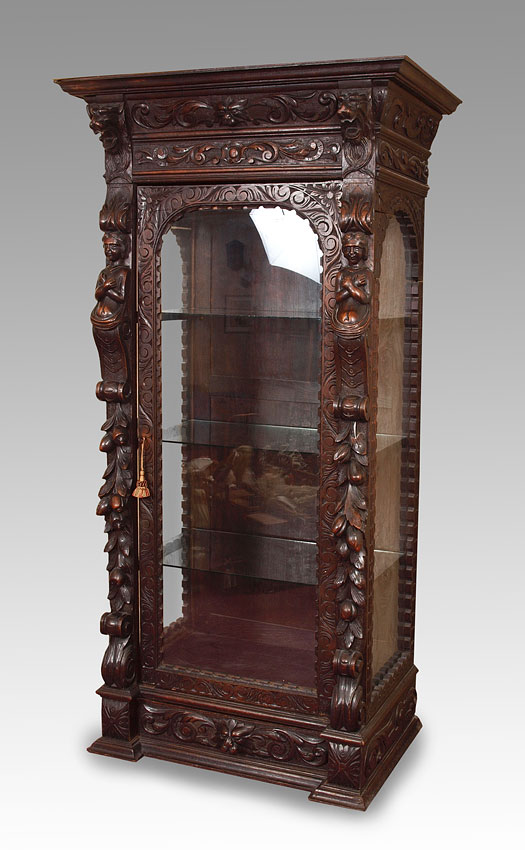 EARLY CARVED FIGURAL GERMAN CABINET  146032