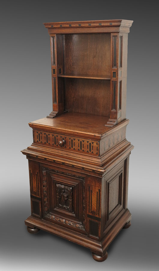 CONTINENTAL CARVED OAK SIDE BOOKCASE