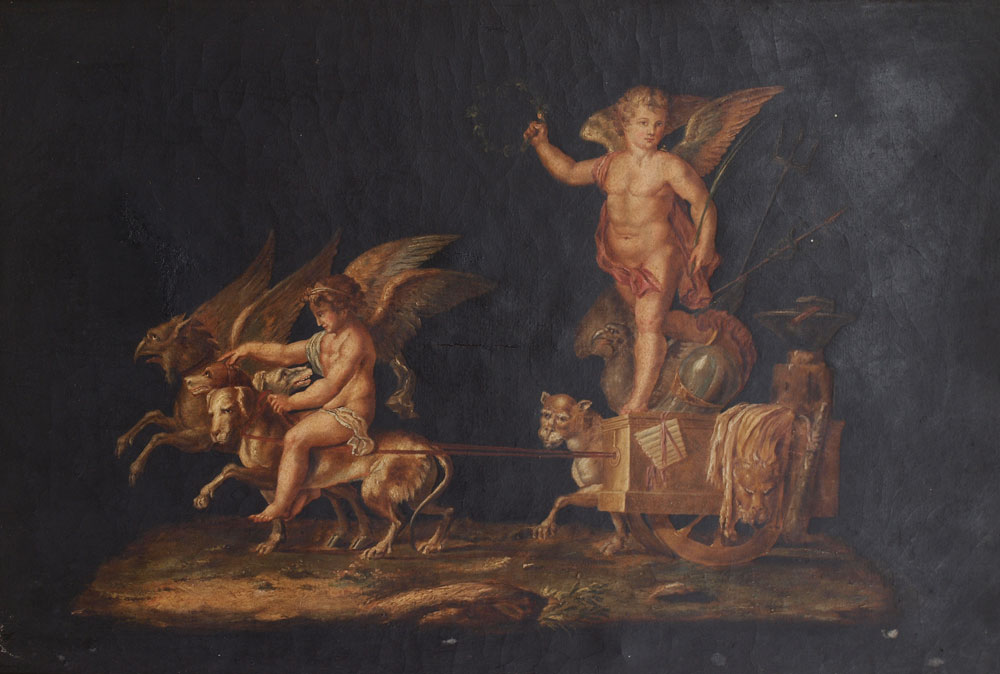 ALLEGORICAL OIL/CANVAS PAINTING