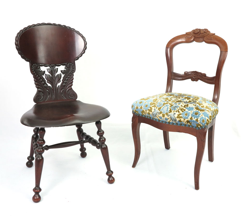 2 VICTORIAN CARVED PARLOR CHAIRS: