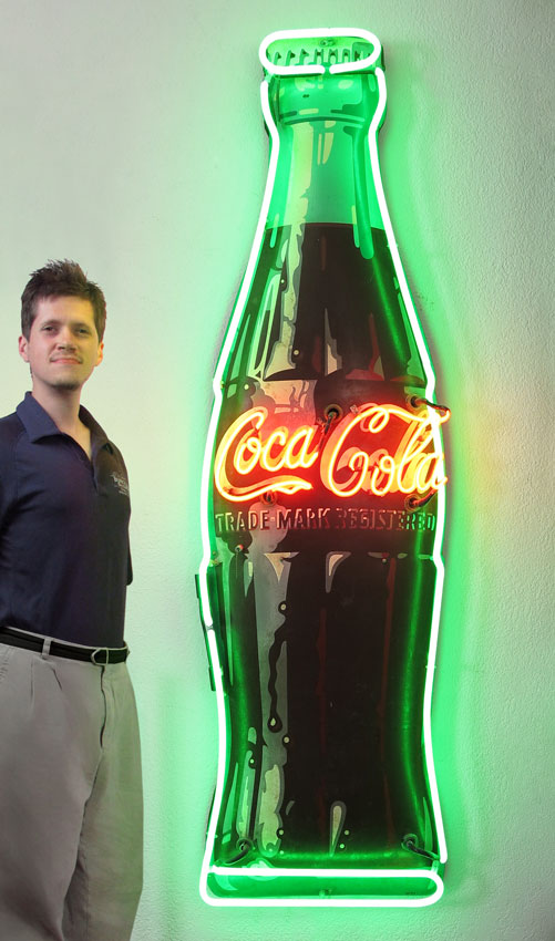 1950S LARGE COCA COLA NEON BOTTLE WALL