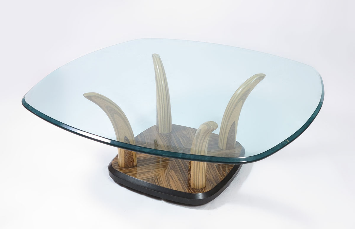 HENREDON MODERNE GLASS TOP COFFEE TABLE: