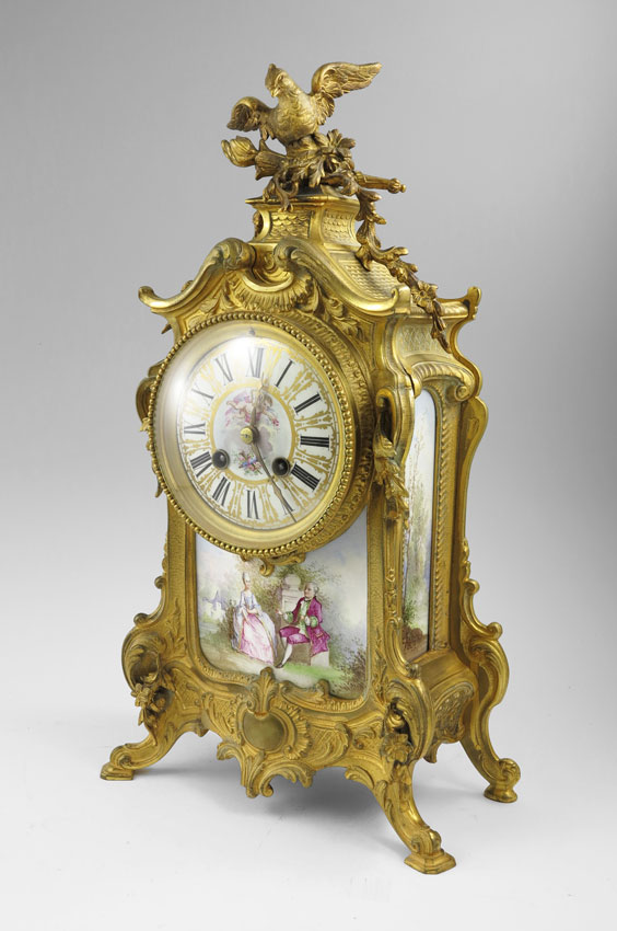 FRENCH GILT METAL AND PORCELAIN