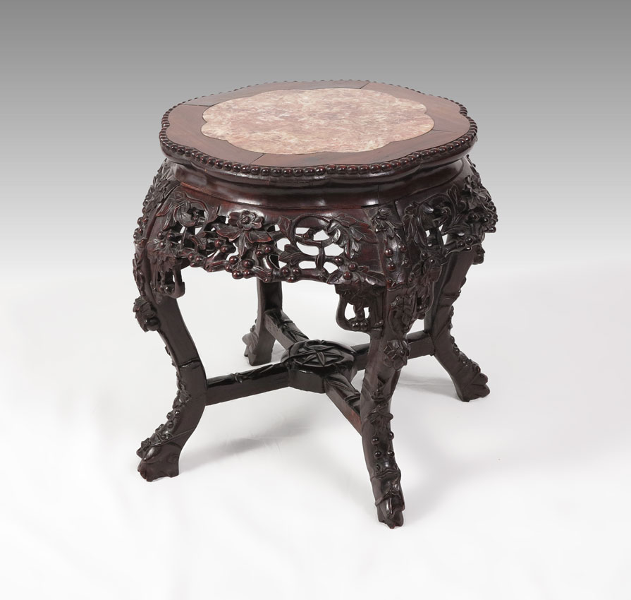 CARVED CHINESE JARDINIERE STAND: