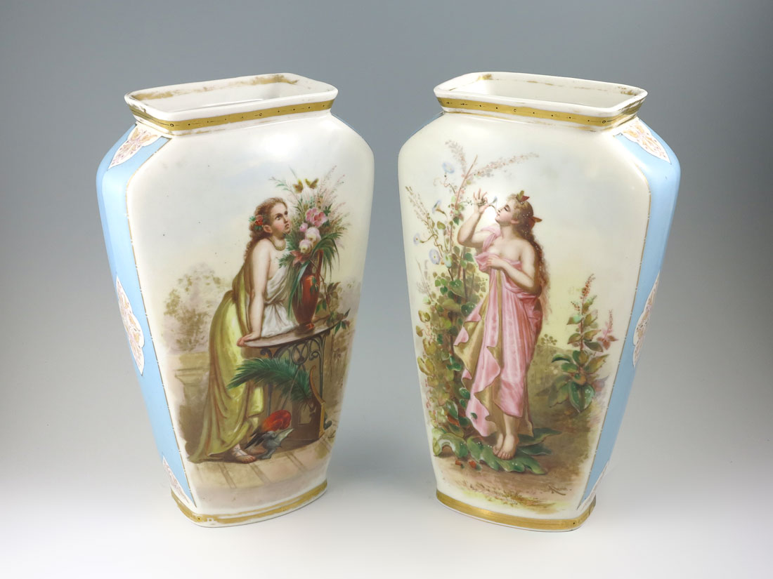 PAIR SIGNED AHNE PORCELAIN VASES  146131