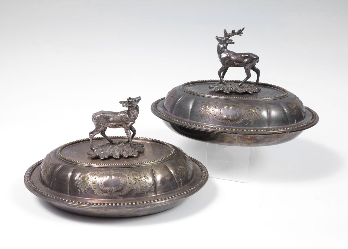 PAIR SILVERPLATE COVERED VEGETABLE 146143