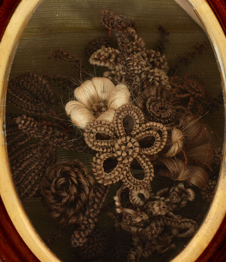 VICTORIAN FRAMED HAIR MEMORIAL  14613b