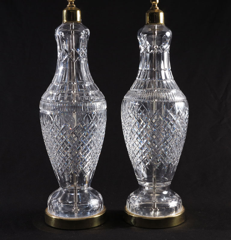 PAIR WATERFORD CRYSTAL TABLE LAMPS  1461cc