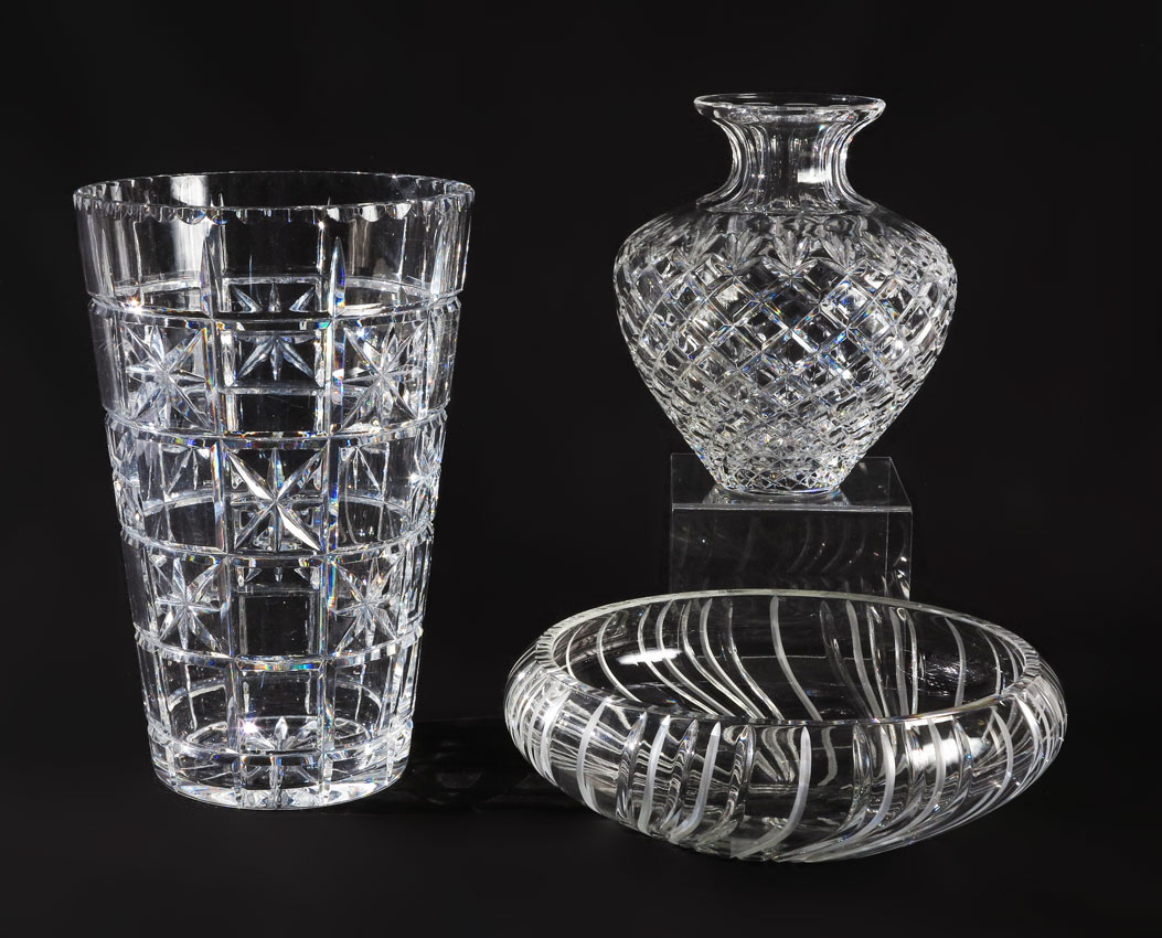 MODERN CUT GLASS 3 piece group 1461d5