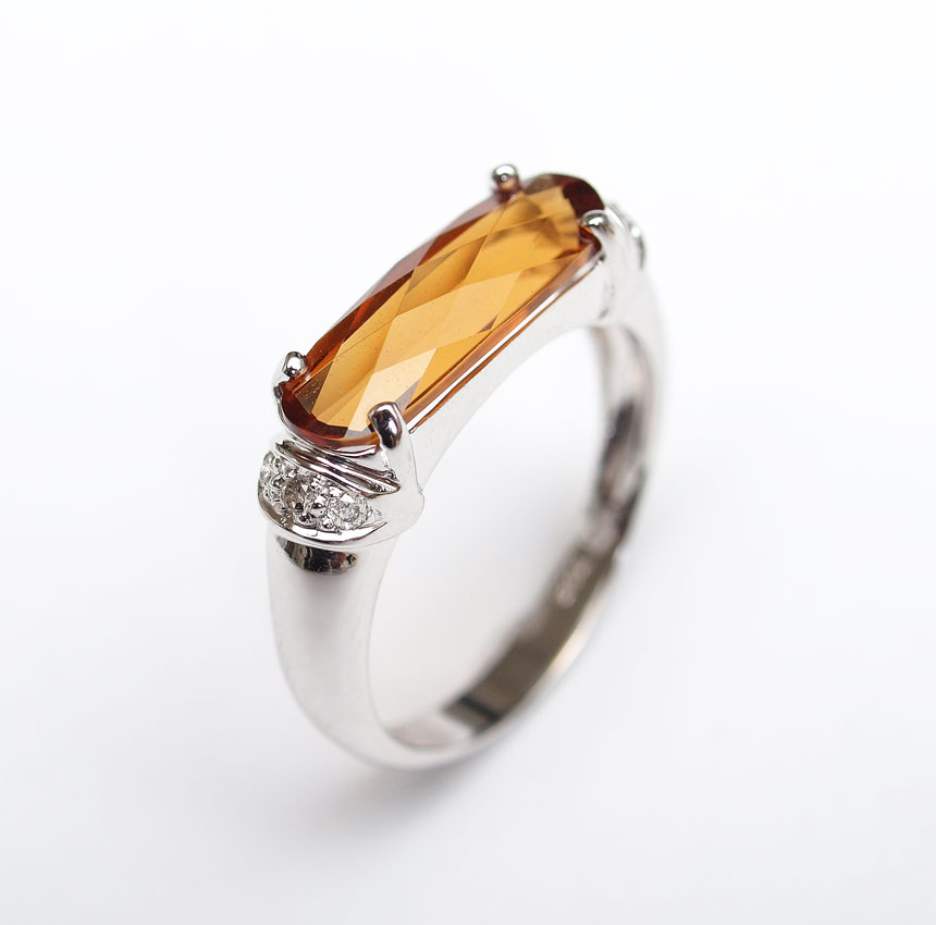 14K CITRINE DIAMOND RING 14K 1461da