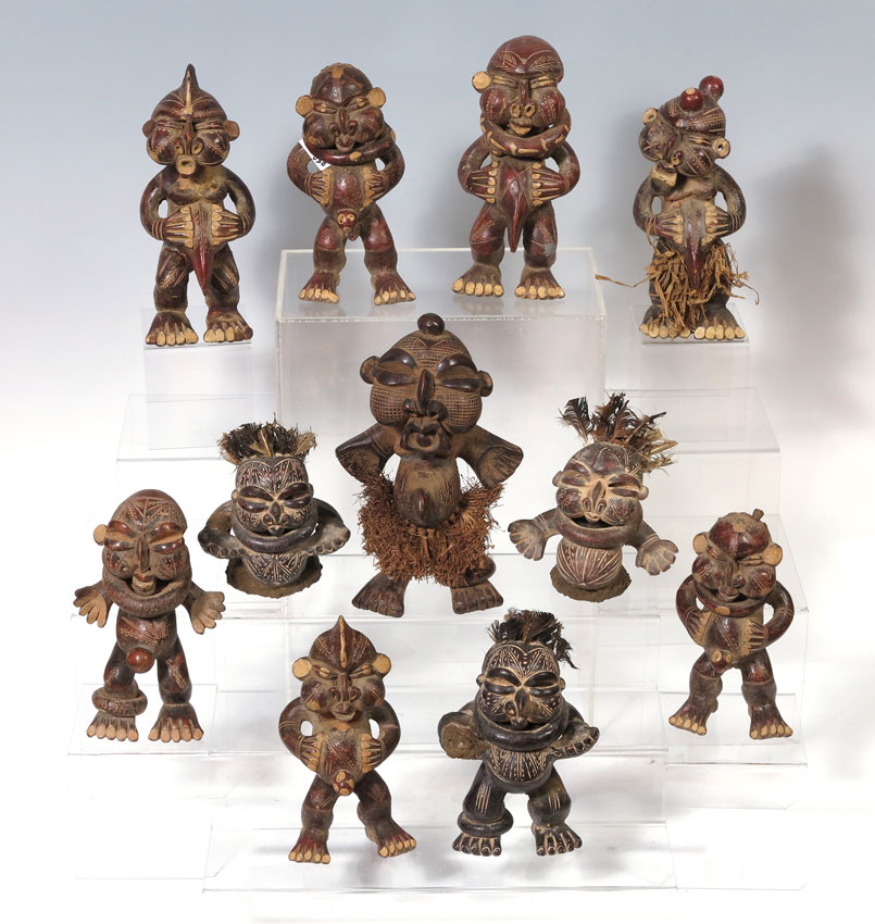 CARVED AFRICAN 11 PIECE BOMUN CLAY 1461f4