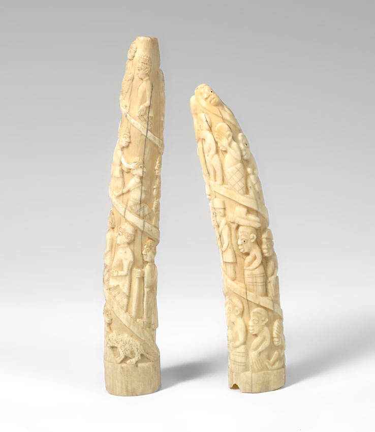 CARVED AFRICAN 2 PIECE CARVED IVORY