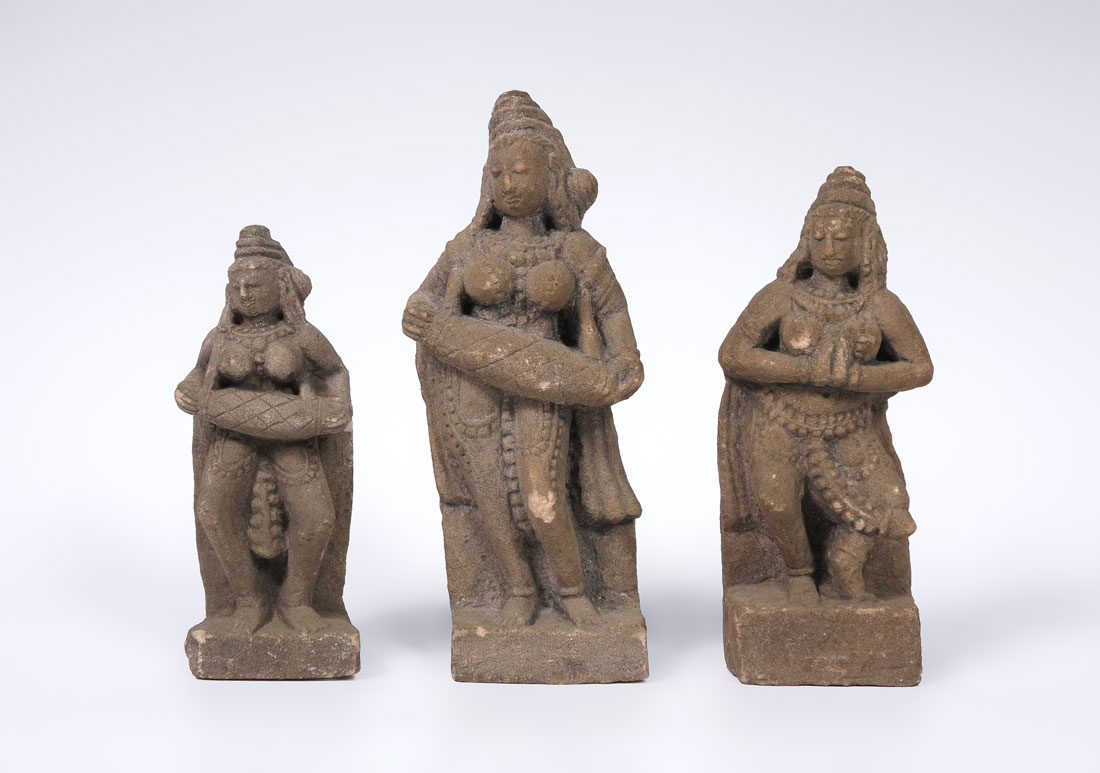 3 CARVED STONE SCULPTURES: Figures
