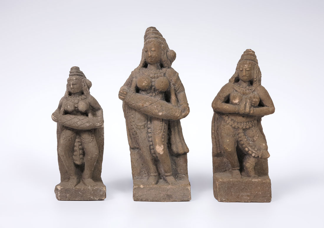 3 CARVED STONE SCULPTURES Figures 1461ef