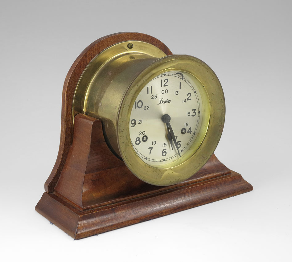 CHELSEA BOSTON SHIPS CLOCK: Brass