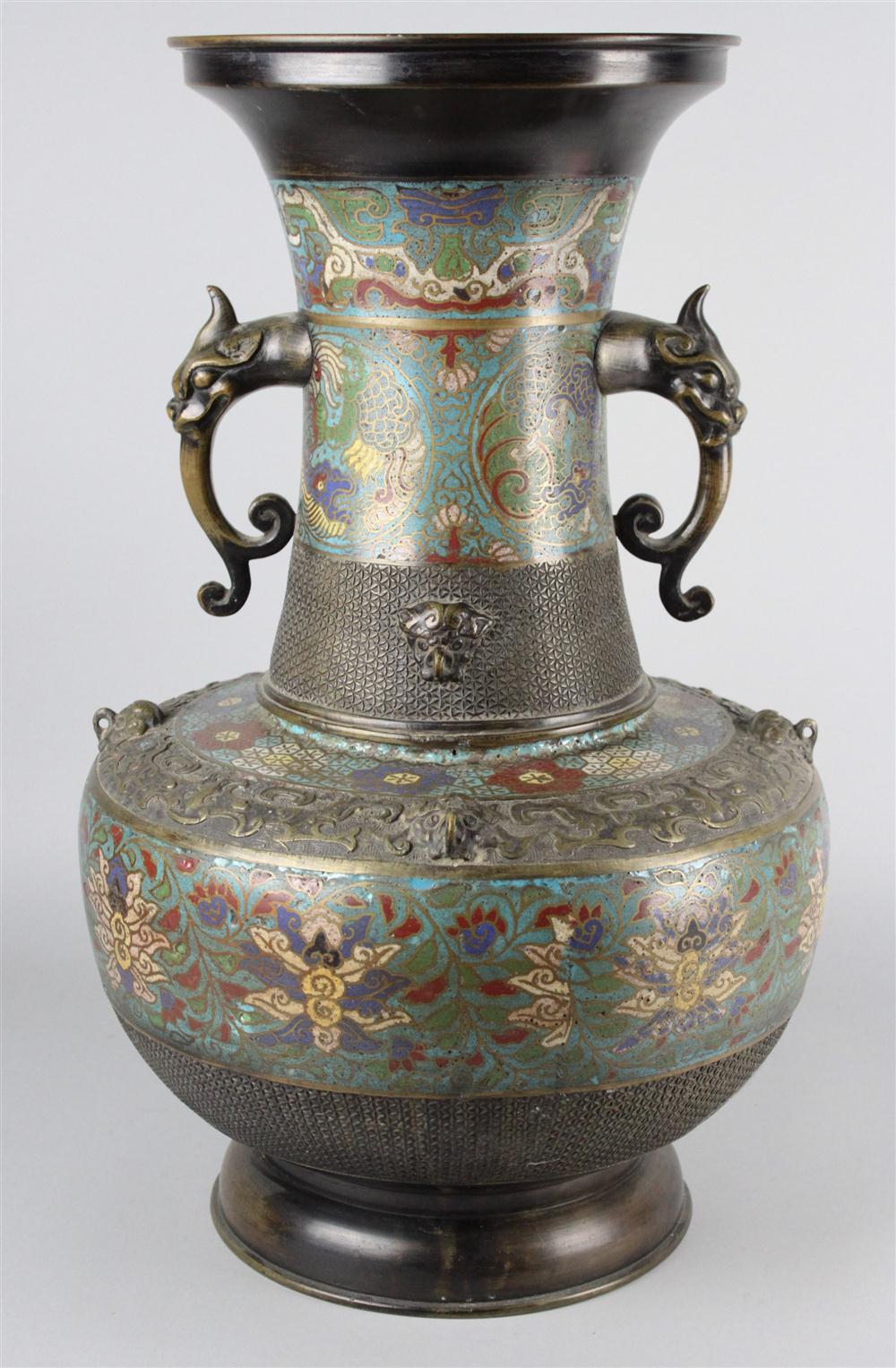 JAPANESE BRONZE AND CHAMPLEVE ENAMEL