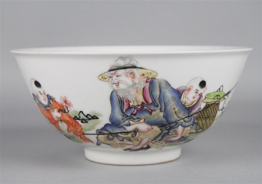 CHINESE FAMILLE ROSE BOWL GUANGXU SIX-CHARACTER