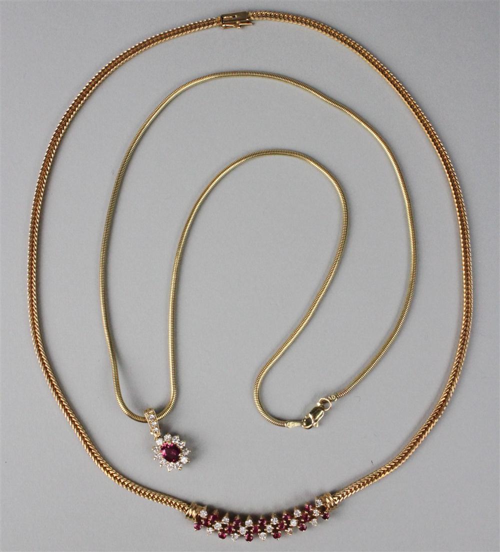 LADY'S GOLD DIAMOND AND RUBY NECKLACE