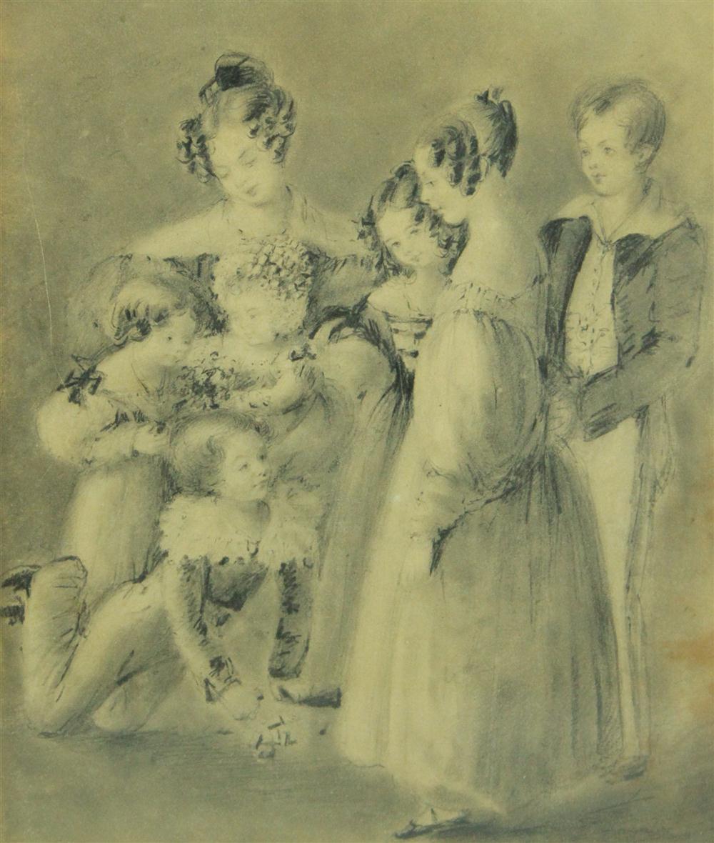 (19TH CENTURY) FAMILY SCENE Graphite