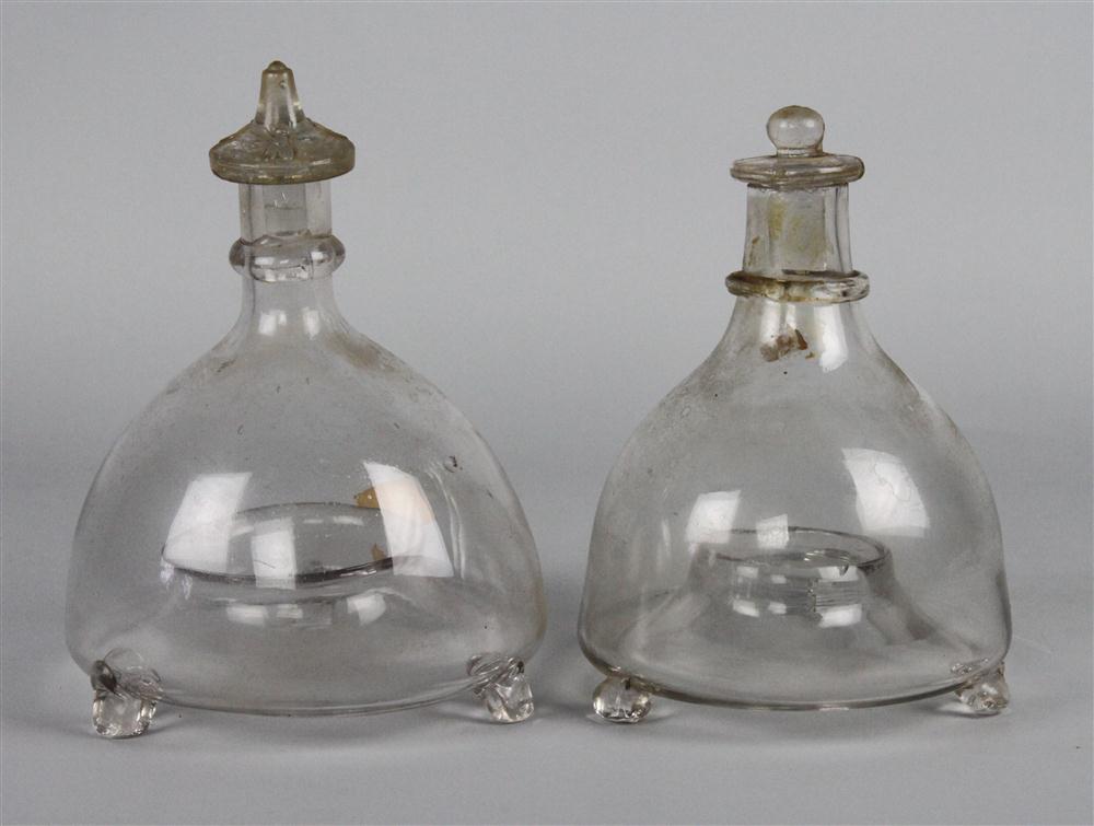 TWO GLASS FLY-CATCHERS 19th century