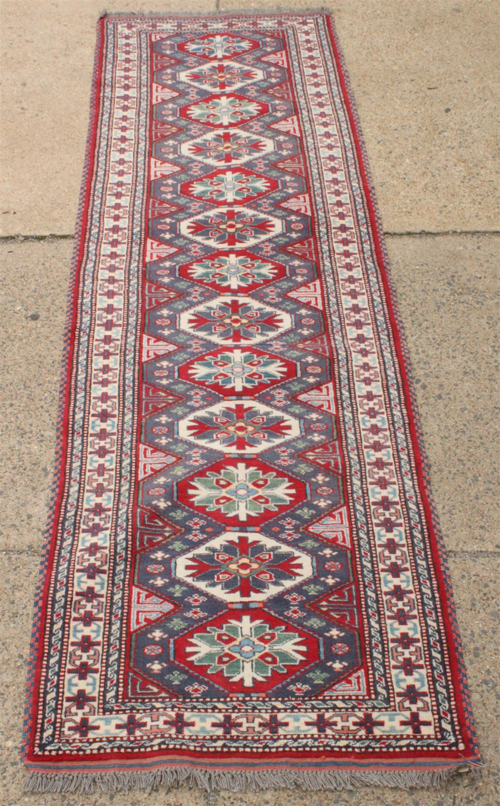 FLORAL KAZAK RUNNER in red gray 146303