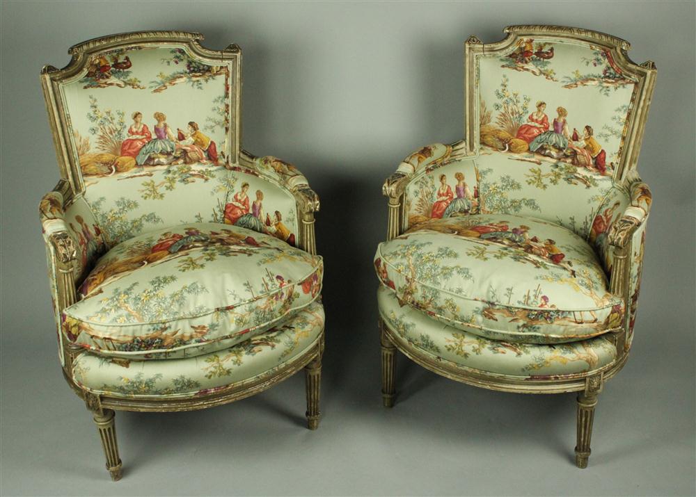 PAIR OF LOUIS XVI STYLE BERGERES