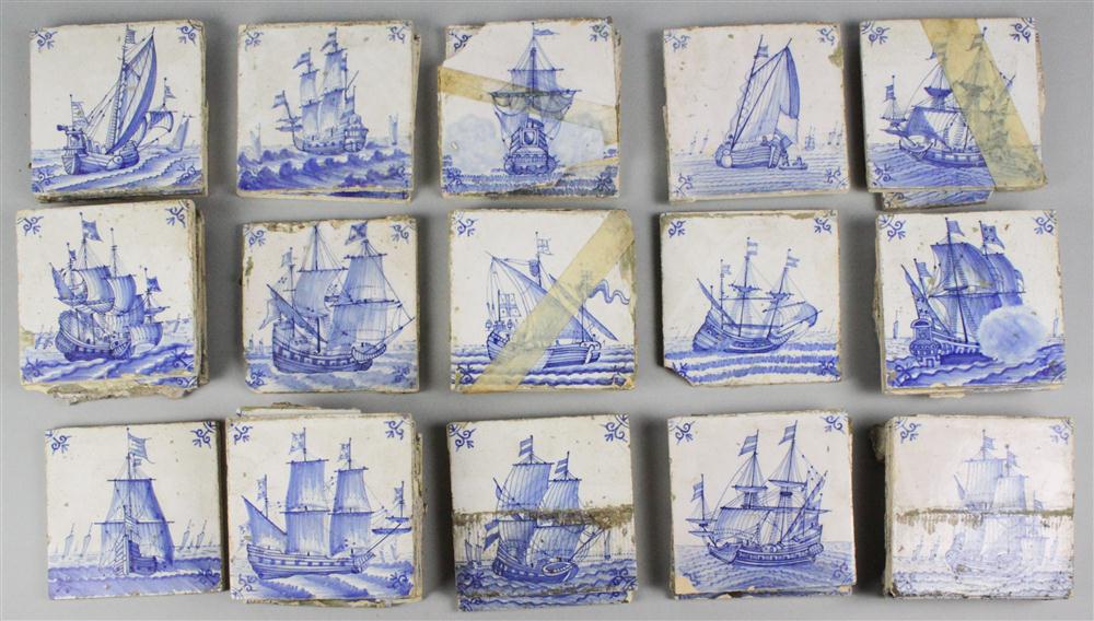 THIRTY-THREE DELFT BLUE AND WHITE SHIP