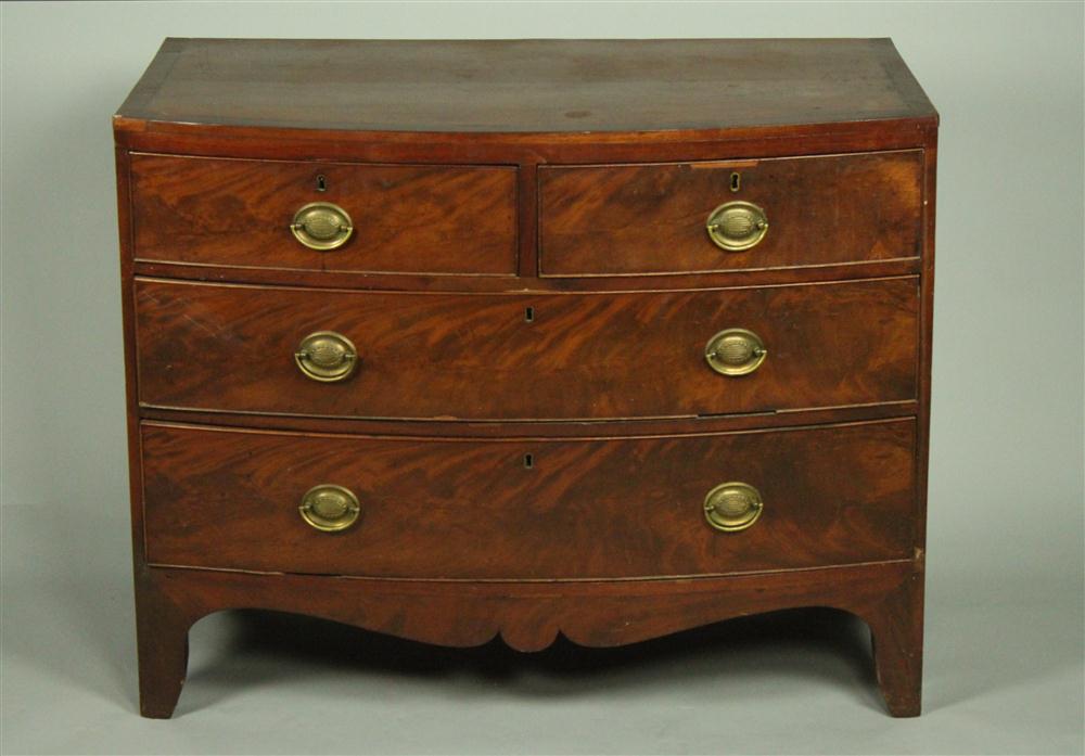 REGENCY BOW FRONT MAHOGANY CHEST