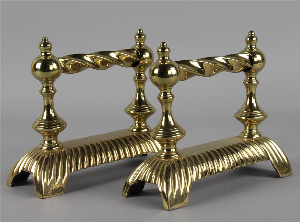 PAIR OF VICTORIAN BRASS FIRE DOGS