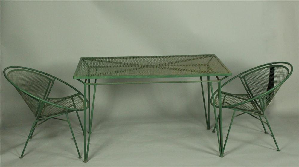 GREEN SALTERINI GARDEN TABLE AND TWO