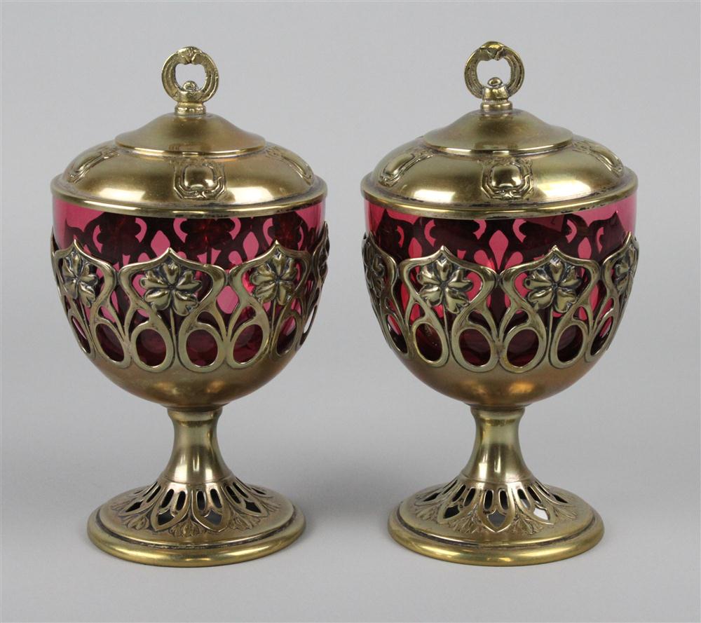 PAIR OF ART NOUVEAU SILVERED BRASS 146398