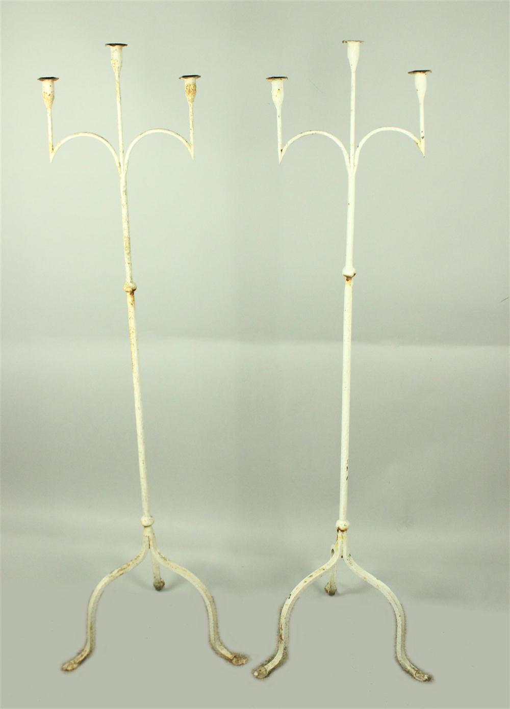 PAIR OF WHITE PAINTED METAL STANDING 146393