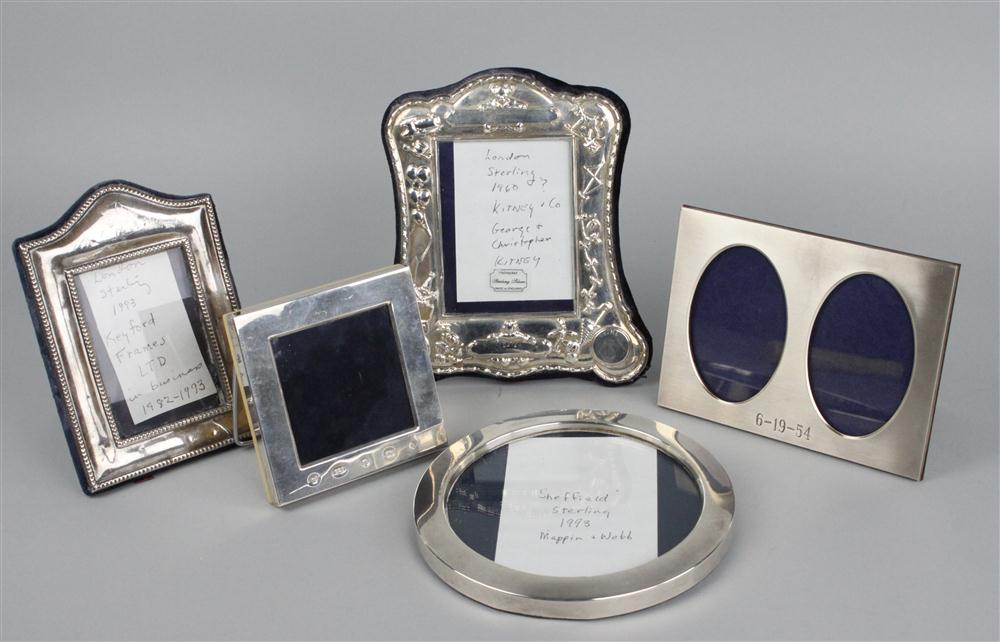 FIVE STERLING MOUNTED PICTURE FRAMES 1463be