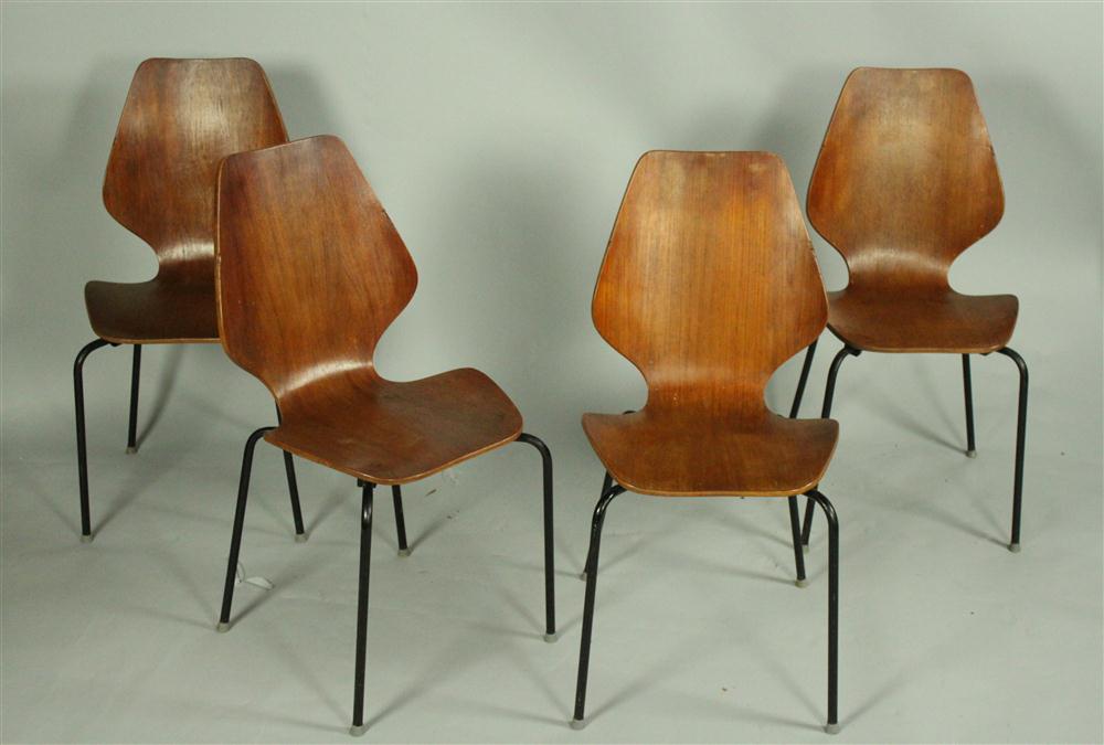 SET OF FOUR DANISH MODERN WALNUT