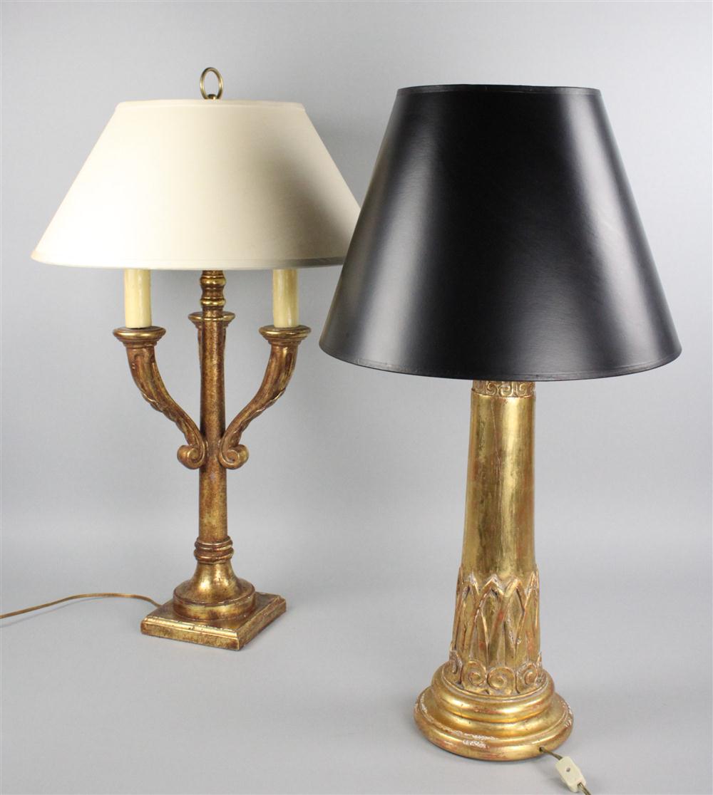 TWO GILT TABLE LAMPS the first 146486