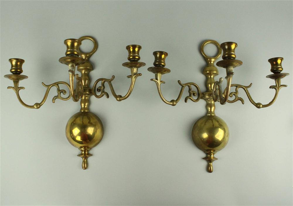 PAIR OF GEORGE II STYLE BRASS WALL